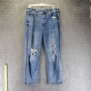 A.N.A Jeans Womens Size 16 Blue High-Rise Straight Distressed Denim
